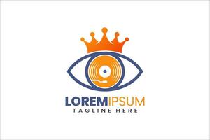 modern eben einzigartig König Musik- Augen Logo Vorlage und minimalistisch Lied König Logo Vorlage Design vektor