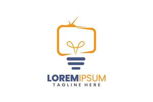 lampa tv modern platt unik logotyp mall och minimalistisk tv Glödlampa logotyp mall design vektor