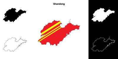 shandong provins översikt Karta uppsättning vektor