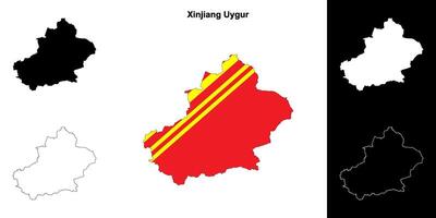 xinjiang uygur provins översikt Karta uppsättning vektor