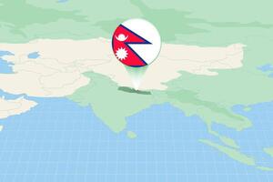 Karte Illustration von Nepal mit das Flagge. kartografisch Illustration von Nepal und benachbart Länder. vektor