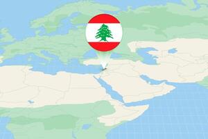 Karte Illustration von Libanon mit das Flagge. kartografisch Illustration von Libanon und benachbart Länder. vektor