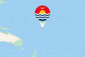 Karta illustration av kiribati med de flagga. kartografisk illustration av kiribati och angränsande länder. vektor