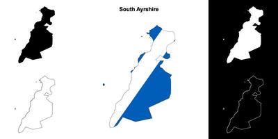 Süd ayrshire leer Gliederung Karte einstellen vektor