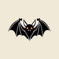 svart fladdermus karaktär, halloween element i modern platt, linje stil. hand dragen illustration vektor