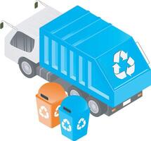 återvinning lastbilar och soptunnor vektor