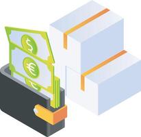 Lieferung Box und Geld Brieftasche vektor