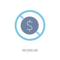 Nej dollar begrepp linje ikon. enkel element illustration. Nej dollar begrepp översikt symbol design. vektor