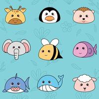 süß kawaii Emoji Tier Symbole einstellen vektor
