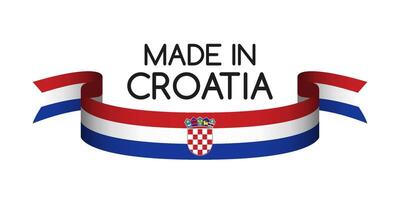 färgad band med de kroatisk tricolor, tillverkad i kroatien symbol, kroatisk flagga isolerat på vit bakgrund, illustration vektor