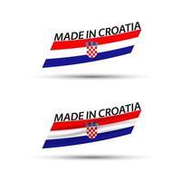två modern färgad flaggor med kroatisk tricolor isolerat på vit bakgrund, flaggor av kroatien, kroatisk band, tillverkad i kroatien vektor