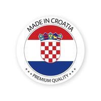 modern tillverkad i kroatien märka isolerat på vit bakgrund, enkel klistermärke med kroatisk färger, premie kvalitet stämpel design, flagga av kroatien vektor