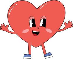 glücklich retro Stil rot Herz. Karikatur Herz. Konzept zum Valentinsgrüße Tag. können Sein benutzt zum Einladung Karte oder zum etwas Party. vektor