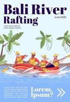 bali river rafting tidningen omslagsmall. människor i flotte. indonesien turism. journal mockup design. vektor sidlayout med platt karaktär. reklam tecknad illustration med textutrymme