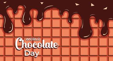 Welt Schokolade Tag. Hintergrund Vorlage Design mit geschmolzen Schokolade Illustration Elemente vektor