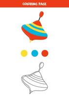 Färg söt tecknad serie spinning topp. kalkylblad för ungar. vektor
