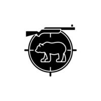 storviltsjakt svart glyfikon. jaga stora djur. jakt på afrikanska arter. safari. fånga lejon och elefant. döda älgar och rådjur. siluett symbol på vitt utrymme. vektor isolerade illustration