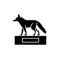 taxidermi svart glyf ikon. bevara och stoppa vilda döda djur. djurkroppsvisning och utställning. hjorthuvud. jägare trofé. siluett symbol på vitt utrymme. vektor isolerade illustration