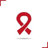 röd hiv-band ikon. skugga siluett symbol. World Aids Day emblem. negativt utrymme. vektor isolerade illustration