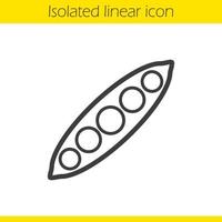 peapod linjär ikon. tunn linje illustration. öppen peapod kontur symbol. vektor isolerade konturritning