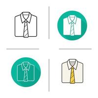 Hemd und Krawatte-Symbol. flaches Design, lineare und Farbstile. Bürokleidung für Herren. isolierte vektorillustrationen vektor