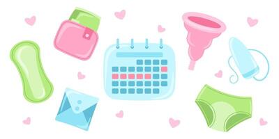 einstellen von anders Damen intim Hygiene Artikel zum Menstruation- Zeitraum vektor