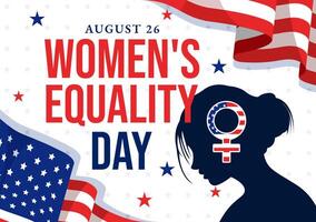 illustration för kvinnor jämlikhet dag i de förenad stater på augusti 26 med terar kvinnor rättigheter historia månad och de amerikan flagga bakgrund vektor