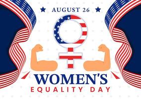 illustration för kvinnor jämlikhet dag i de förenad stater på augusti 26 med terar kvinnor rättigheter historia månad och de amerikan flagga bakgrund vektor