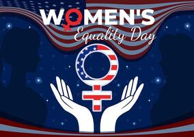 Illustration zum Damen Gleichberechtigung Tag im das vereinigt Zustände auf August 26 mit mit Frauen Rechte Geschichte Monat und das amerikanisch Flagge Hintergrund vektor