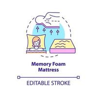 Symbol für das Konzept der Memory-Schaum-Matratze. gemeinsame matratze material abstrakte idee dünne linie illustration. Polyurethan-Pad. Gedächtnis der Körperform. Vektor isolierte Umriss-Farbzeichnung. bearbeitbarer Strich