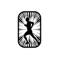 Läufer Rahmen Kunst Logo Grafik Illustration, Aufkleber Abzeichen vektor
