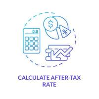 Symbol für das Konzept des Einkommens nach Steuern berechnen. tatsächlicher finanzieller Vorteil abstrakte Idee dünne Linie Illustration. Ergebnismessung nach Steuern und Inflation. Vektor isolierte Umriss-Farbzeichnung