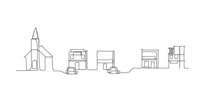 stadssilhuett - kontinuerlig en linjeritning vektor