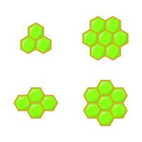 Bienenwabe Hexagon Symbol einstellen im eben Stil. Polygon Bienenstock Konzept vektor