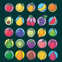 en uppsättning av frukt ikoner i en cirkel vektor