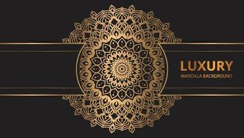 Mandala-Design runder Luxus-Design goldener Pinseltext. vektor