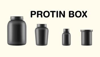 protein tillägg burk mockup. sport eller diet- näring. flaska protein. stock illustration. vektor