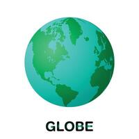 Globus Karte runden Erde Logo Bild, Erde Globen isoliert auf schwarz Hintergrund. vektor