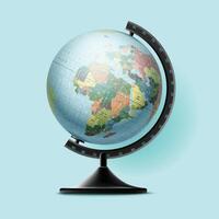 ein Globus mit ein Karte von das Welt auf es vektor
