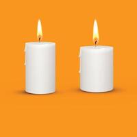 zwei Weiß Kerzen mit das gleich Farbe wie das Unterseite Rechts. vektor