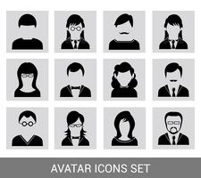 Schwarze Avatar-Icon-Set vektor