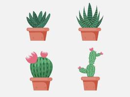 grüner Kaktus helle Kakteenblumen lokalisiert auf weißem background.design vector illustrator