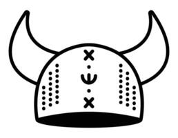 viking hatt med horn, scandinavian kostym del, enda svart linje illustration vektor