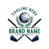 Golf Ball Logo Design. Golf Ball und ein Stock zum Golf Liebhaber. vektor