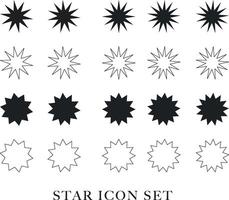 retro stjärna samling med abstrakt modern y2k stjärna former. vektor