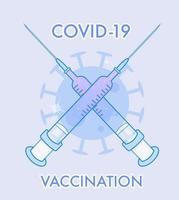 Covid-19 Illustration von verträumten lila gekreuzten Spritzen, Coronavirus-Impfung. Vektoreps 10 vektor