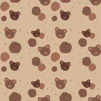 Kawaii nahtloses Muster von Schokoladenkeksen und Bärenköpfen. süßes quadratisches handgezeichnetes Muster. Kawaii Kuma Kekse mit Krümel. Hintergrundtextur für Druck, Textil, Packpapier. Vektoreps 10 vektor