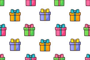 Muster von mehrfarbig Geschenk Boxen. Urlaub Verpackung Papier. vektor
