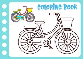 Zeichnung und Färbung zum Kinder. Zeichnung ein Fahrrad vektor