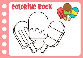 Zeichnung und Färbung zum Kinder. Färbung Eis Sahne vektor